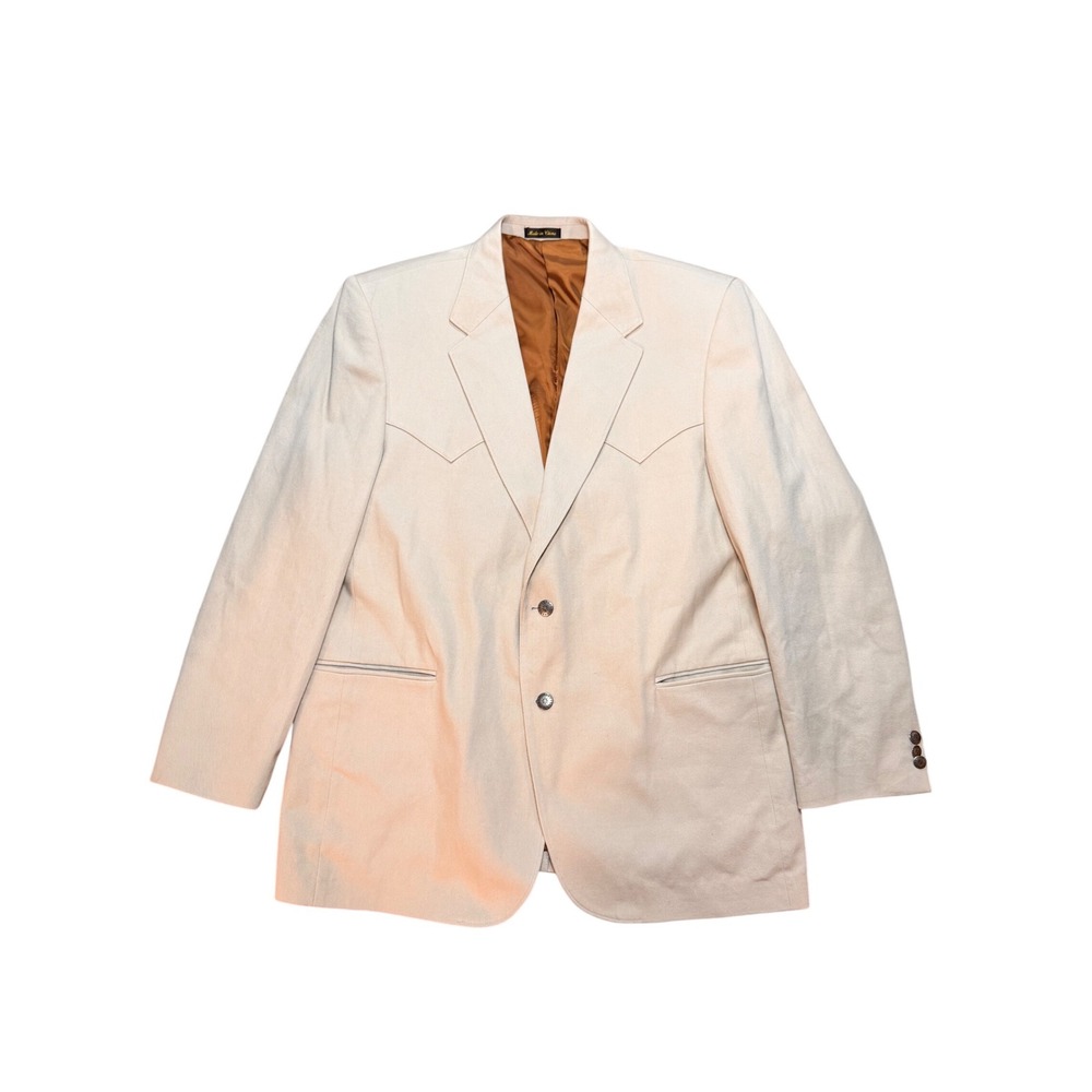 Circle S Dallas Texas Mens Tan Cotton Twill Western Blazer Sport Coat 48L